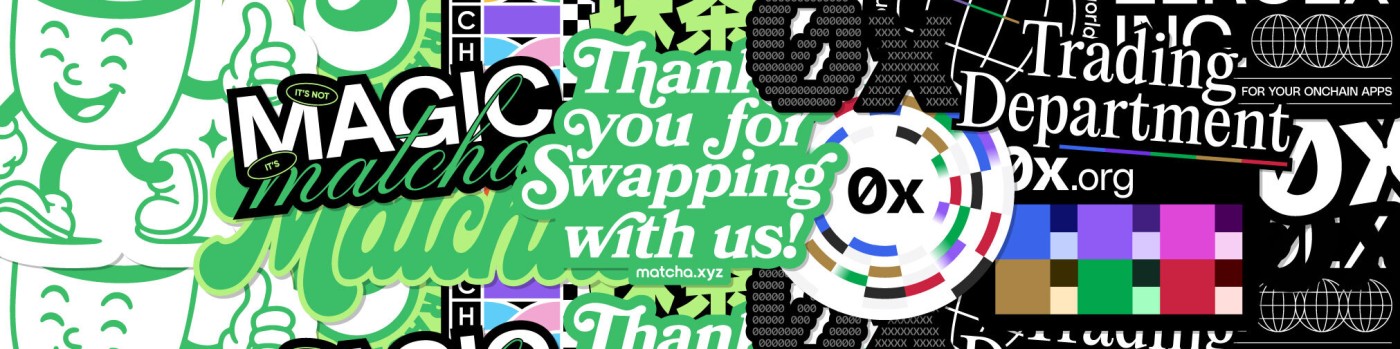 0x and Matcha event stickers